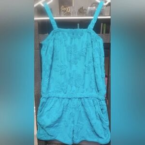 cat and jack girls Blue Romper With Floral Design